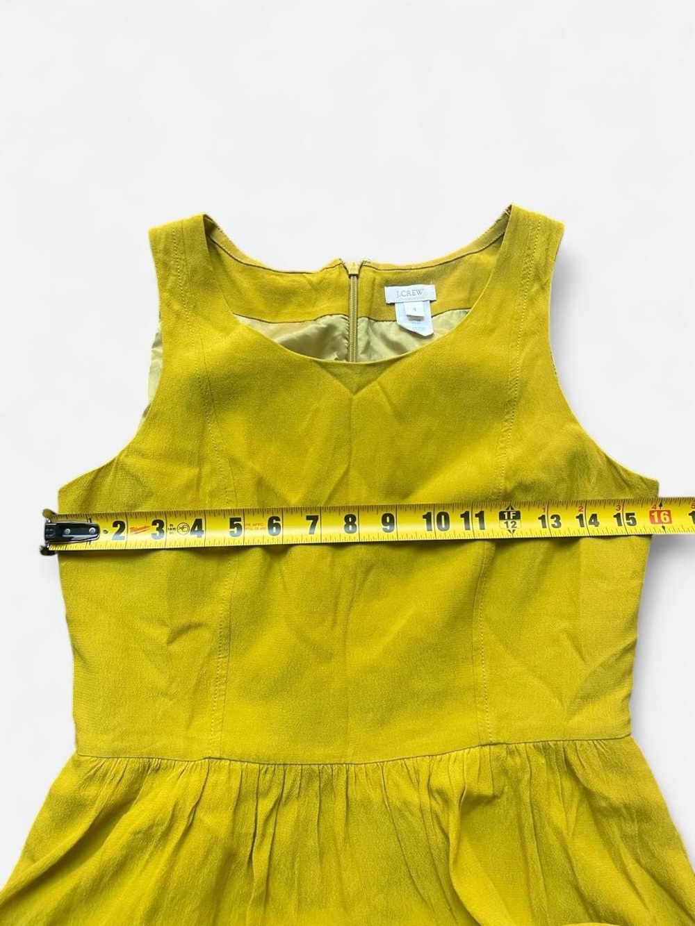 J.Crew Mustard Yellow Heather Chartreuse Hilary Fit & Flare Elegant Dress Sz 4 - Picture 6 of 9